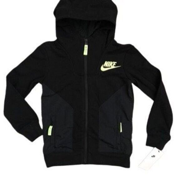 Nike Kids Zip up Hooded Sweatshirt Black Size 5 - Picture 1 of 5